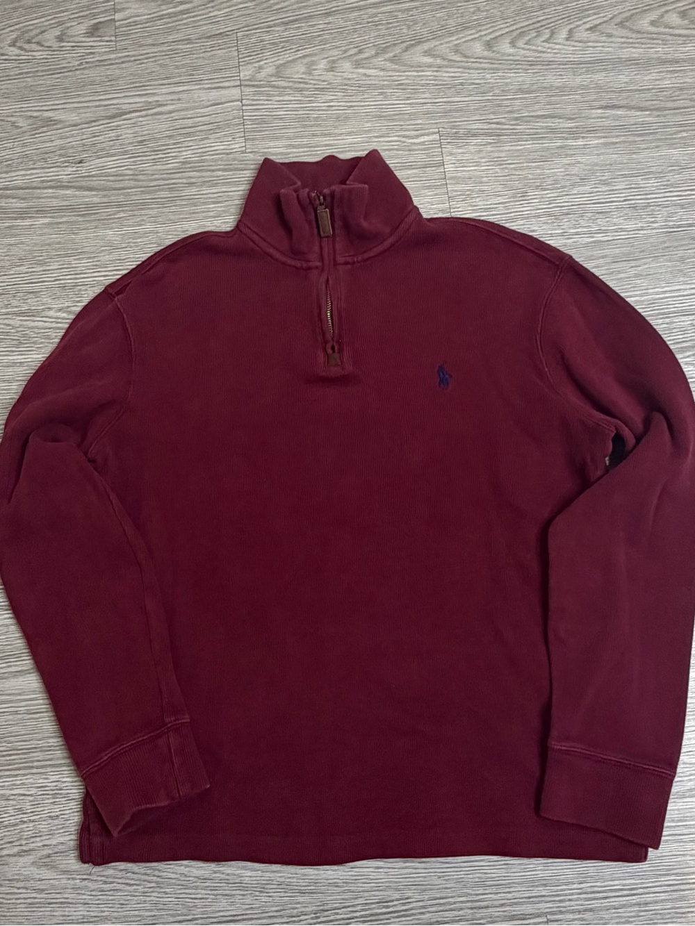 Polo Ralph Lauren Vtg Men’s 1/4 Zip Pullover Sweater Maroon Size Small Blue Pony